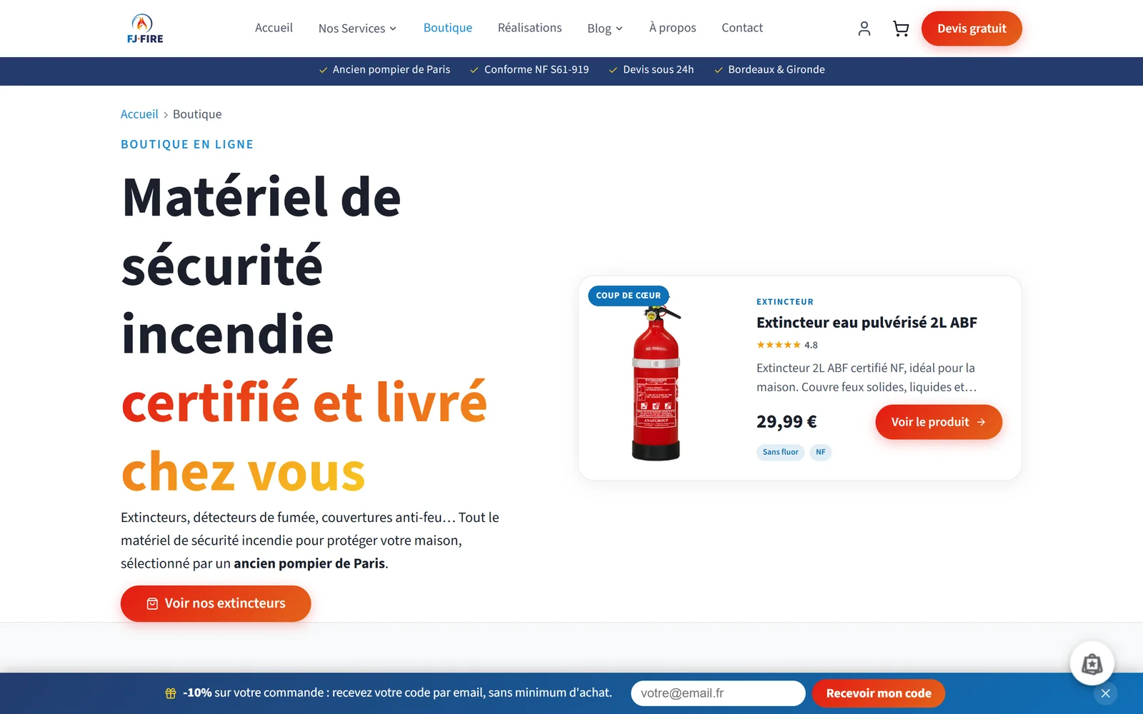 Site de Boutique FJ Fire